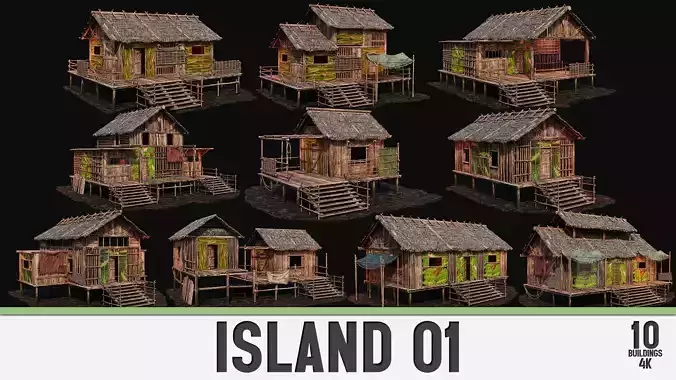 ISLAND 01 with INTERIORS 4K TEXTURES