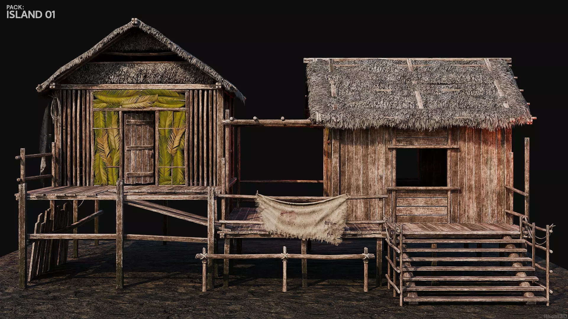 ISLAND 01 with INTERIORS 4K TEXTURES Low-poly 3D model_23