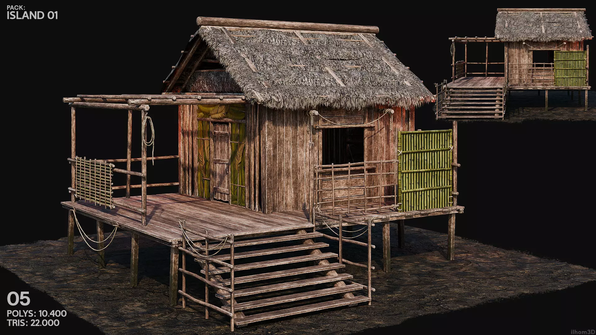 ISLAND 01 with INTERIORS 4K TEXTURES Low-poly 3D model_7