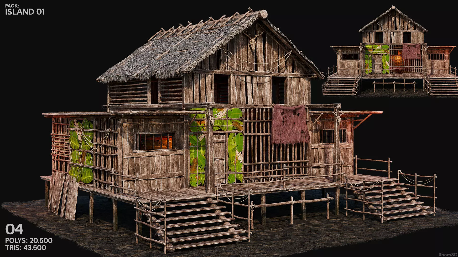 ISLAND 01 with INTERIORS 4K TEXTURES Low-poly 3D model_6