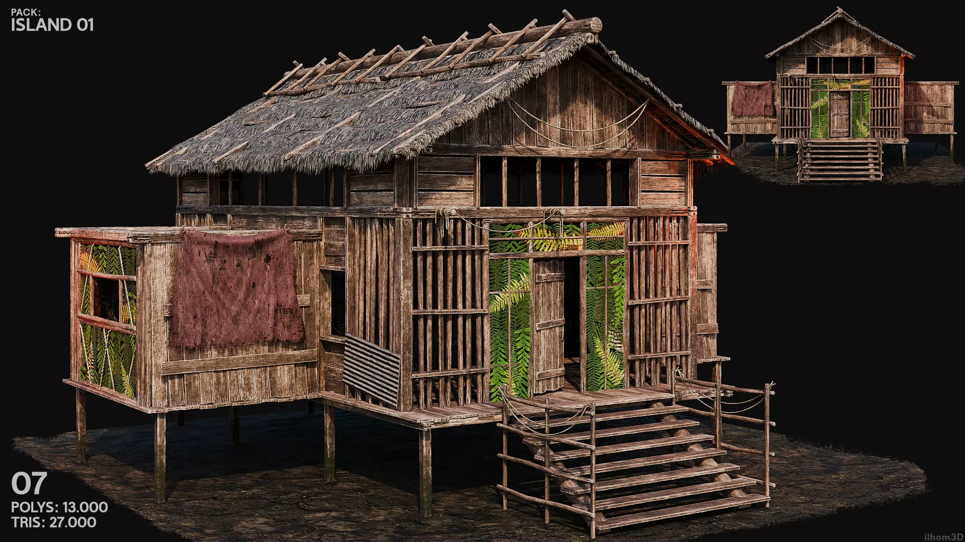 ISLAND 01 with INTERIORS 4K TEXTURES Low-poly 3D model_9