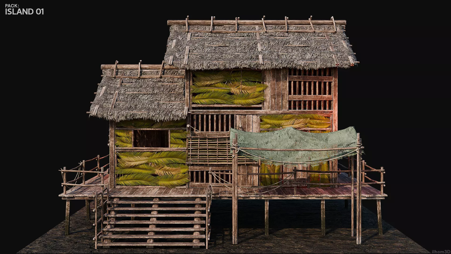 ISLAND 01 with INTERIORS 4K TEXTURES Low-poly 3D model_17