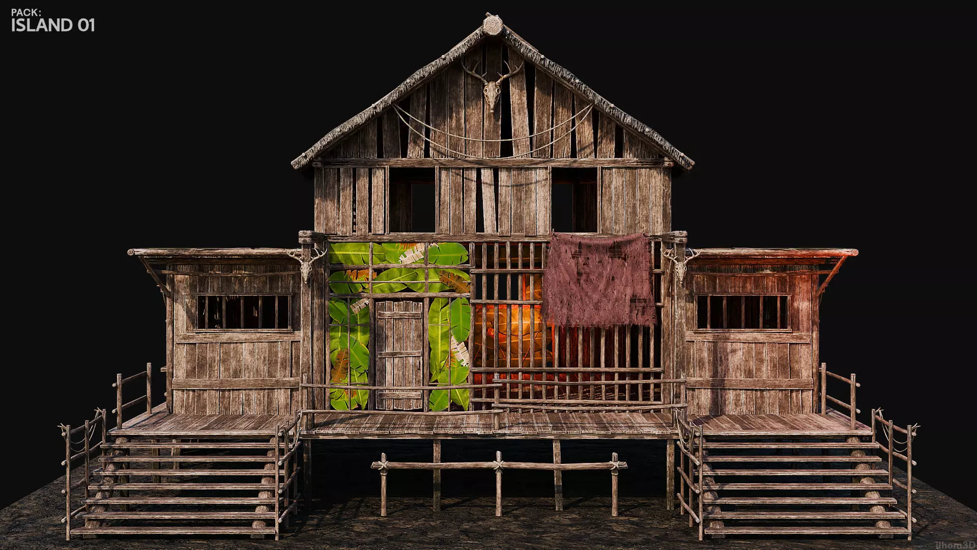 ISLAND 01 with INTERIORS 4K TEXTURES Low-poly 3D model_19