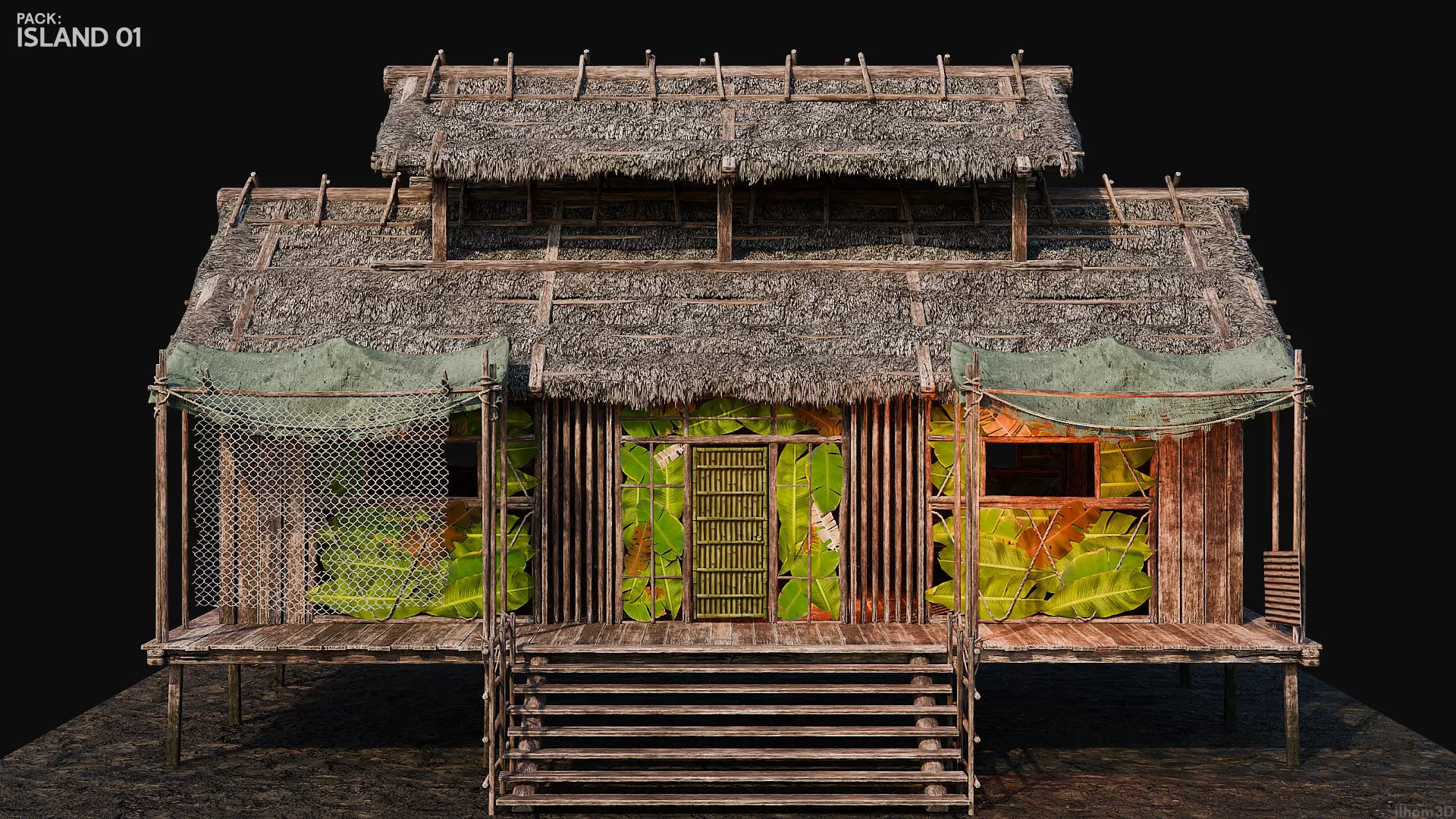 ISLAND 01 with INTERIORS 4K TEXTURES Low-poly 3D model_25