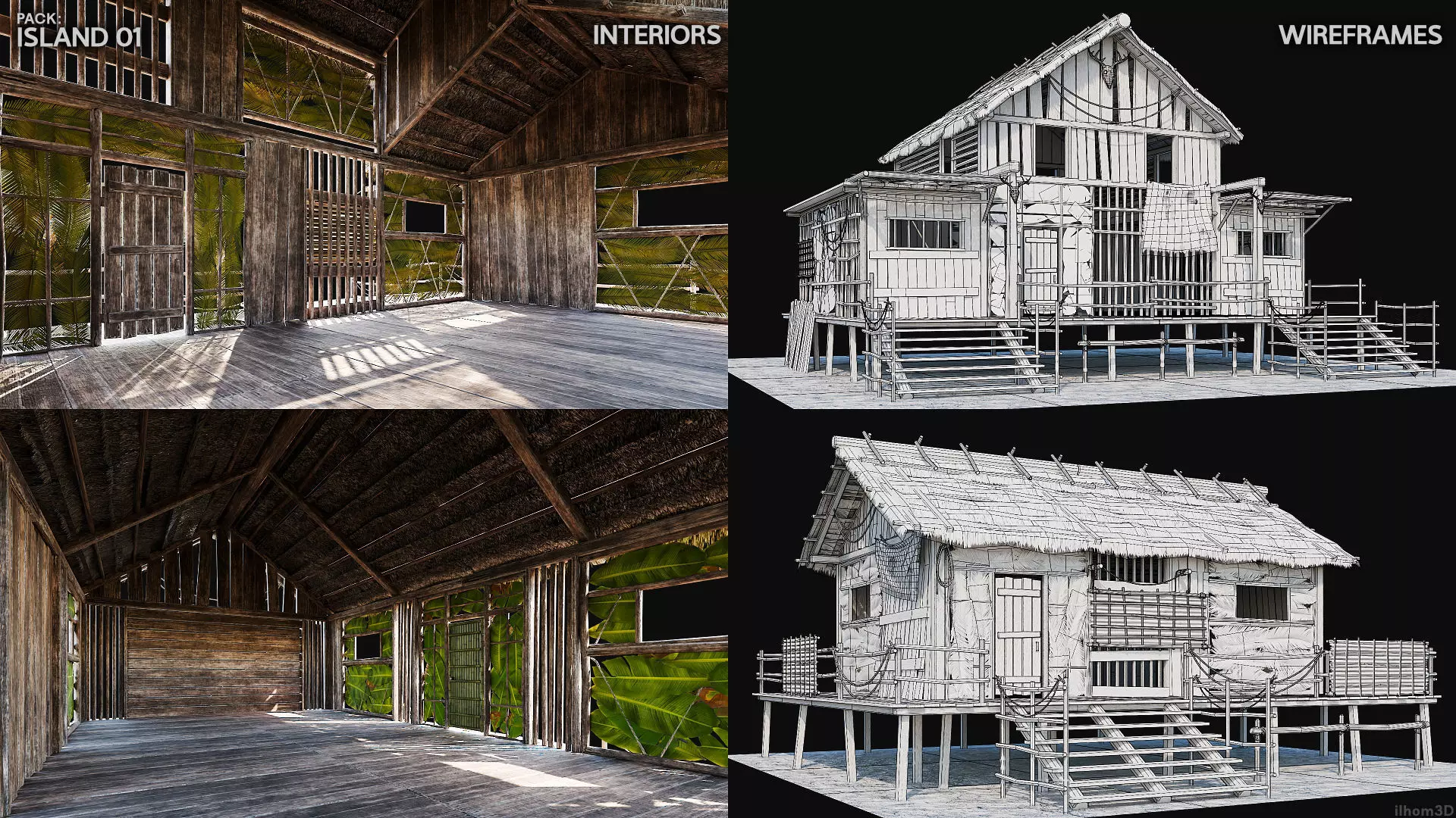 ISLAND 01 with INTERIORS 4K TEXTURES Low-poly 3D model_2