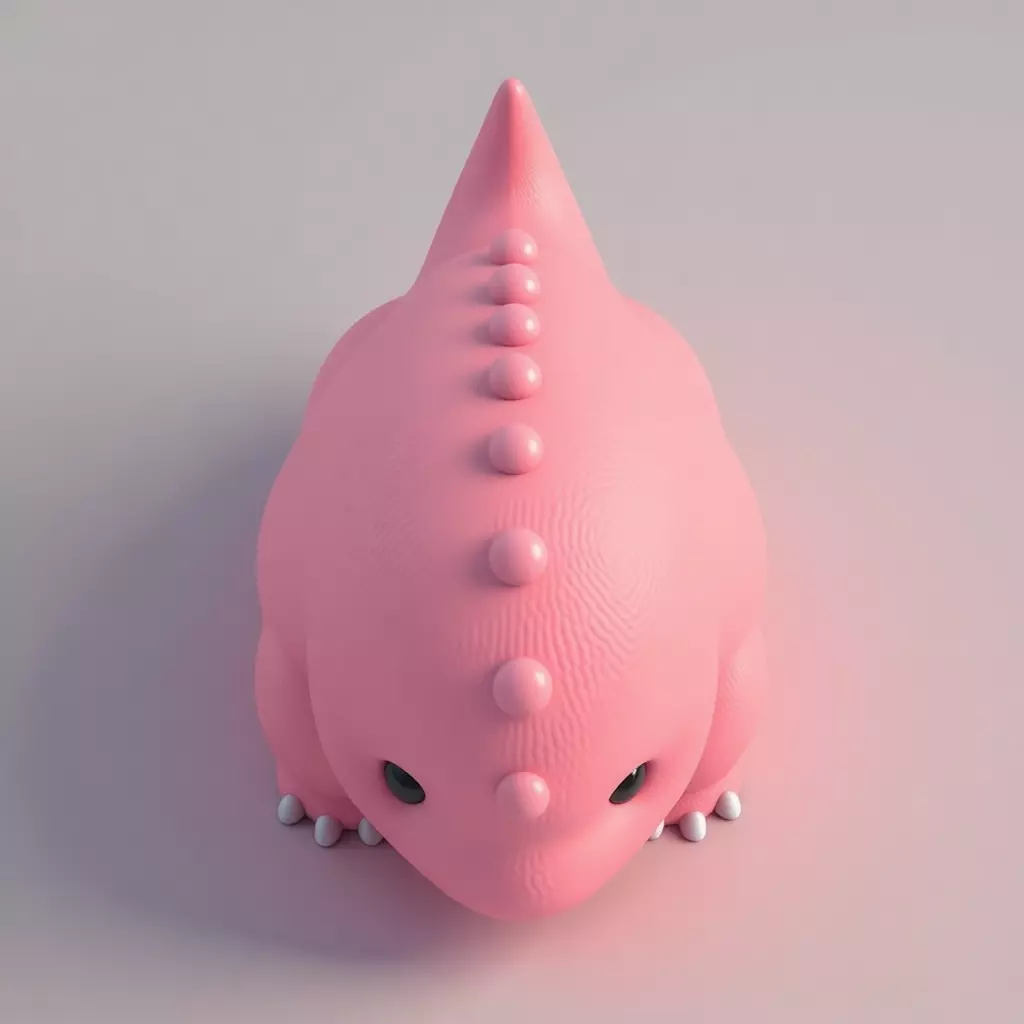 Cute Pink Dino 3D Model LowPoly Soft Texture Chibi Design Low-poly 3D model_2