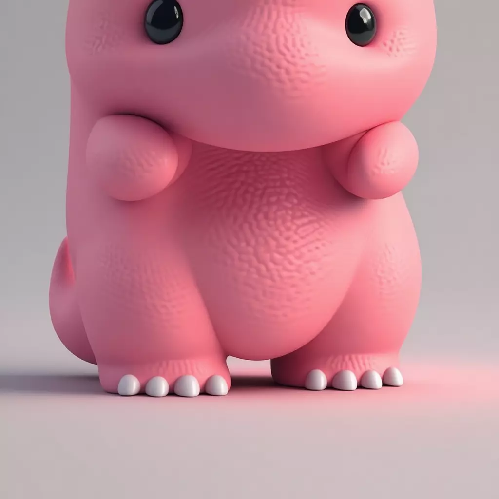 Cute Pink Dino 3D Model LowPoly Soft Texture Chibi Design Low-poly 3D model_1