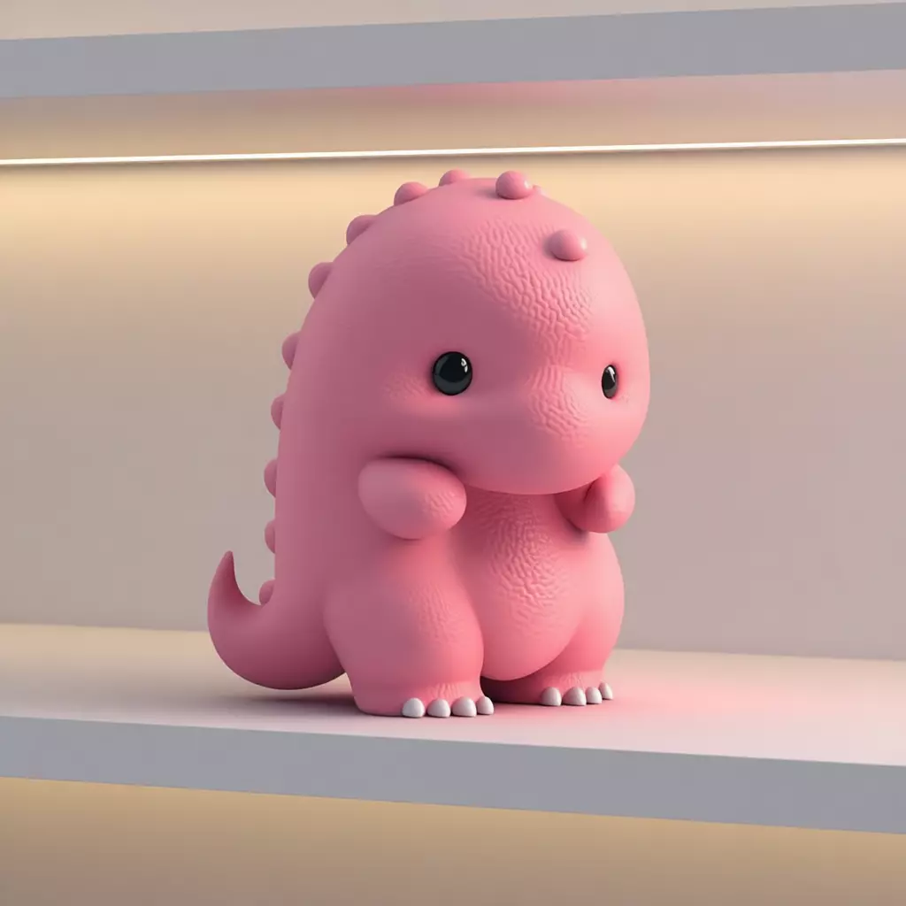 Cute Pink Dino 3D Model LowPoly Soft Texture Chibi Design Low-poly 3D model_5