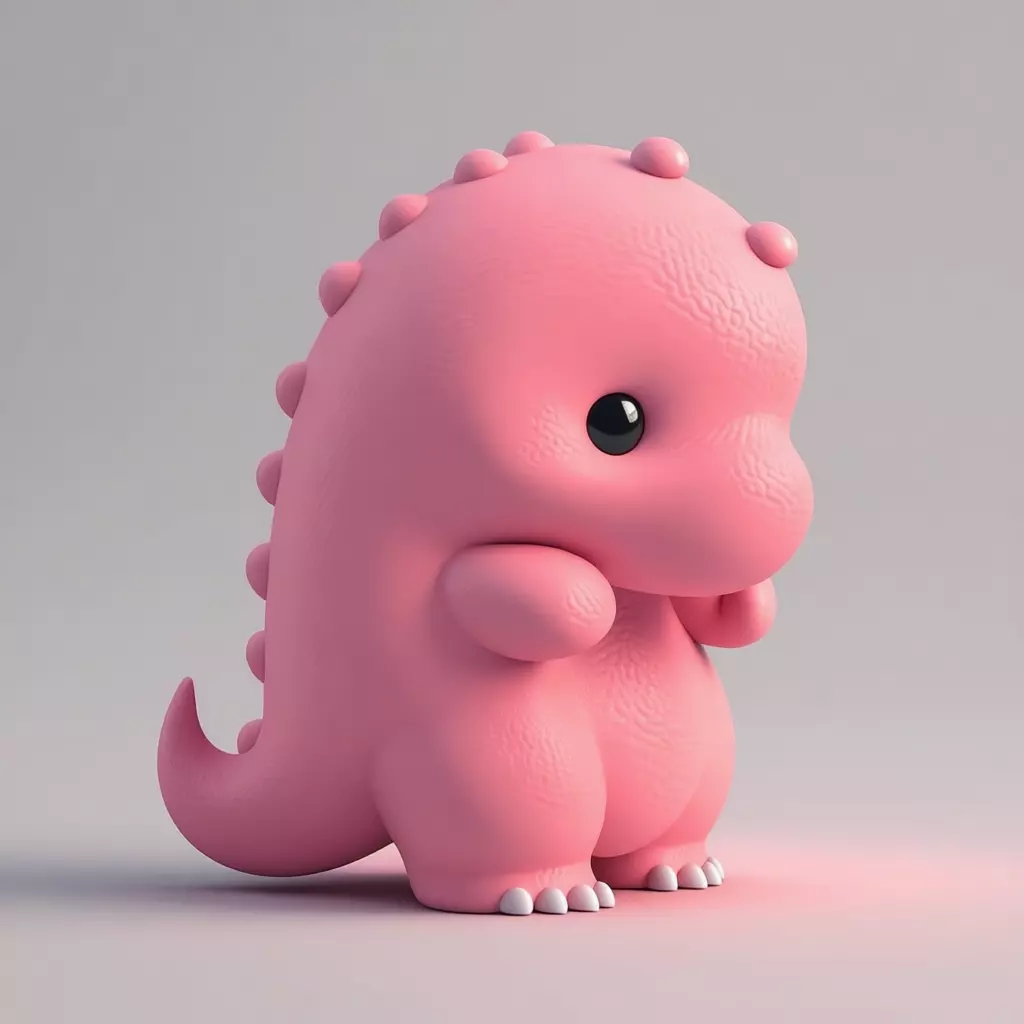 Cute Pink Dino 3D Model LowPoly Soft Texture Chibi Design Low-poly 3D model_3