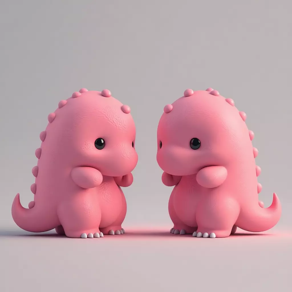 Cute Pink Dino 3D Model LowPoly Soft Texture Chibi Design Low-poly 3D model_6