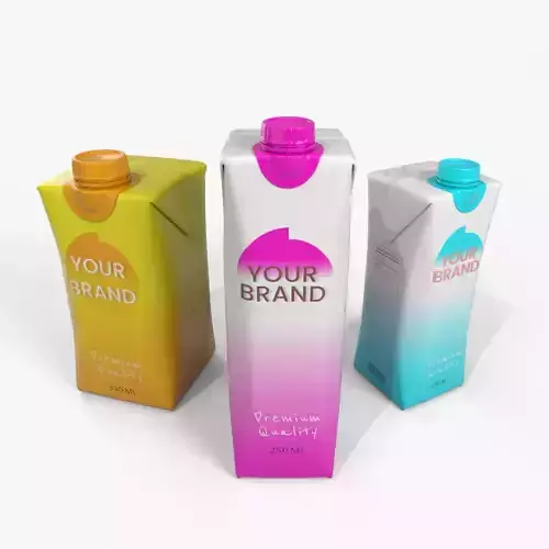 Beverage Carton Prism Small Pack - Customizable 3D Model Collection