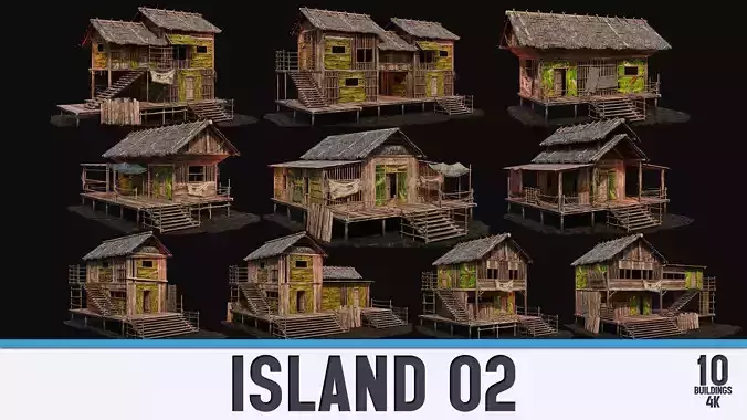 ISLAND 02 with INTERIORS 4K TEXTURES