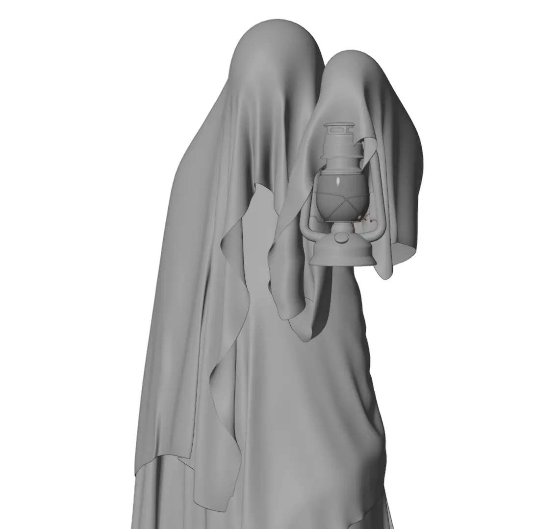 Hooded Ghost with Lantern  3D print model_16