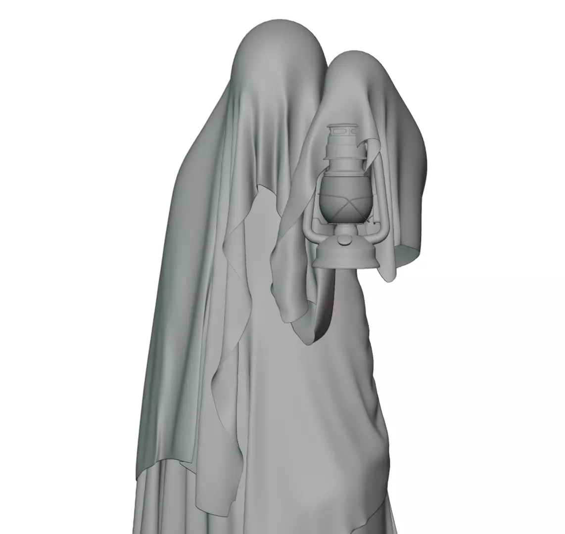 Hooded Ghost with Lantern  3D print model_8