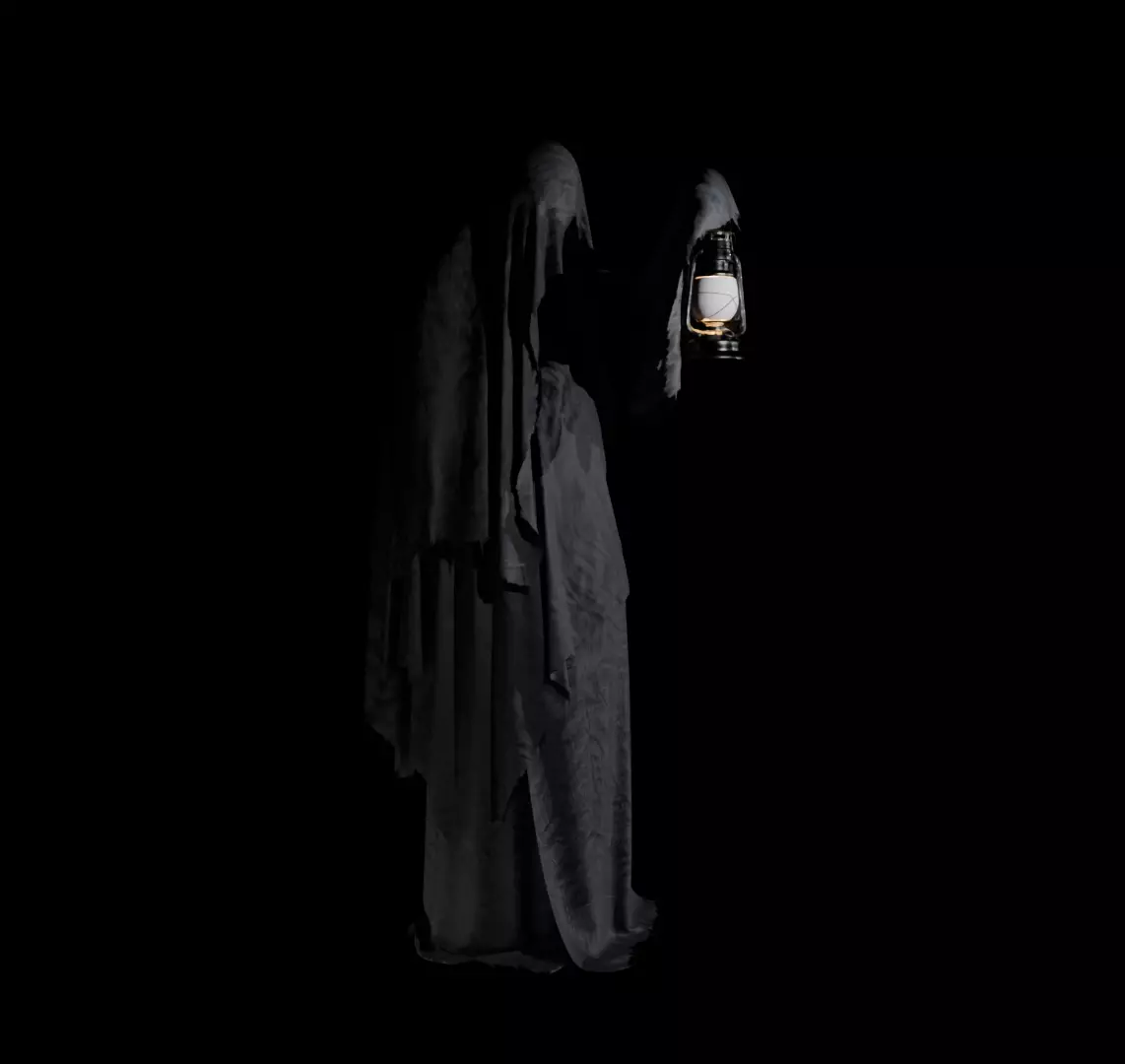 Hooded Ghost with Lantern  3D print model_2