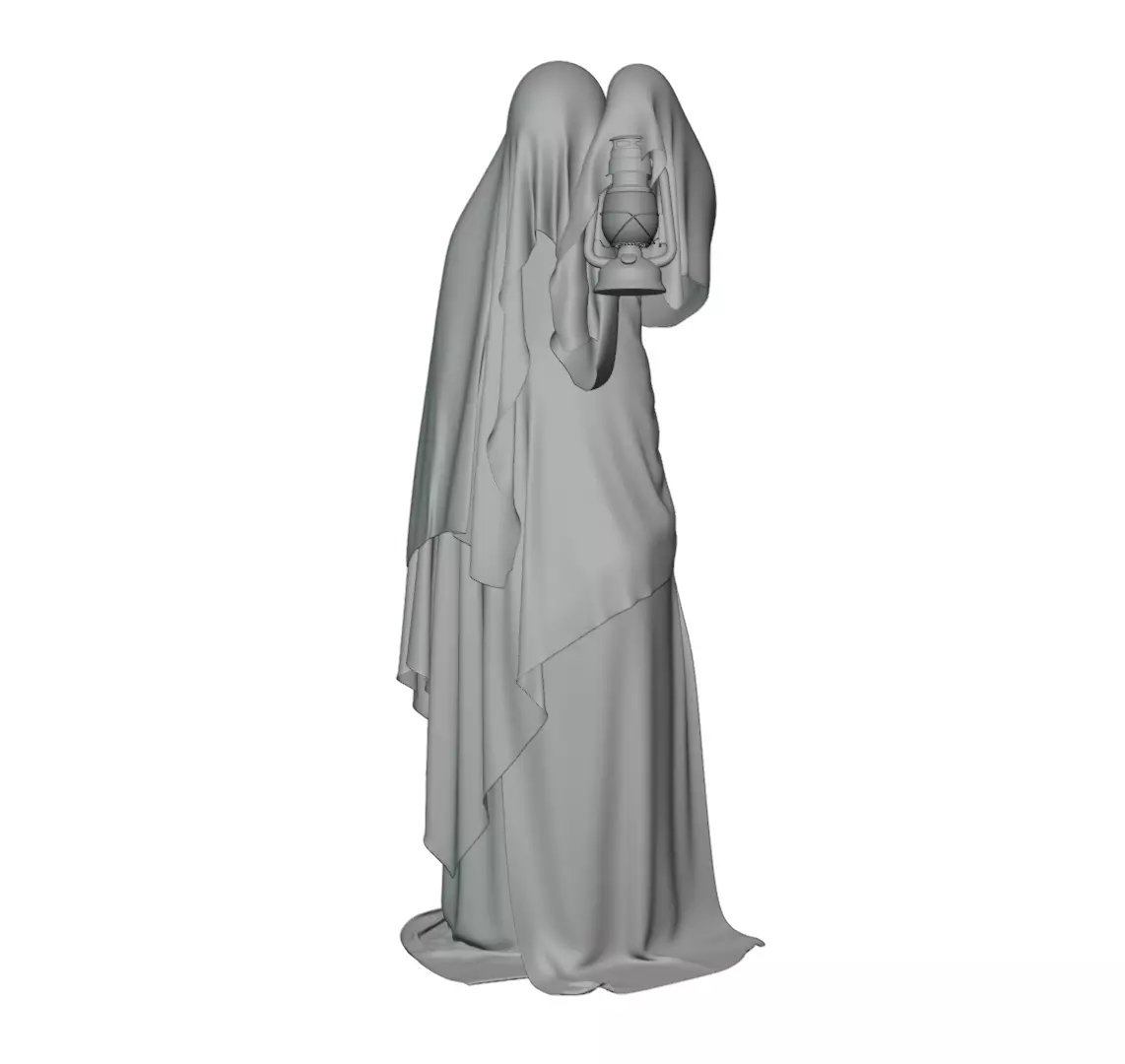 Hooded Ghost with Lantern  3D print model_18