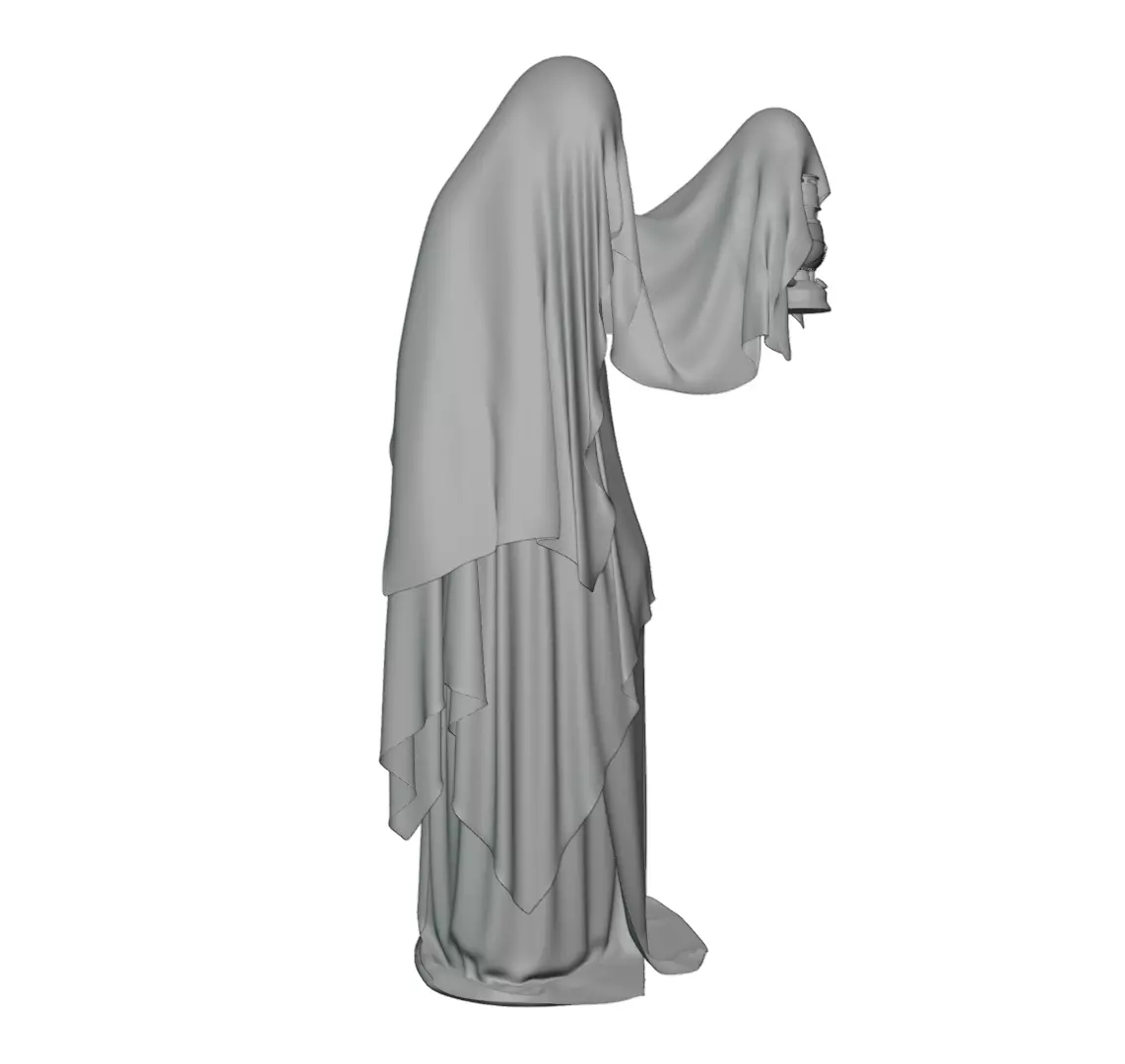 Hooded Ghost with Lantern  3D print model_7