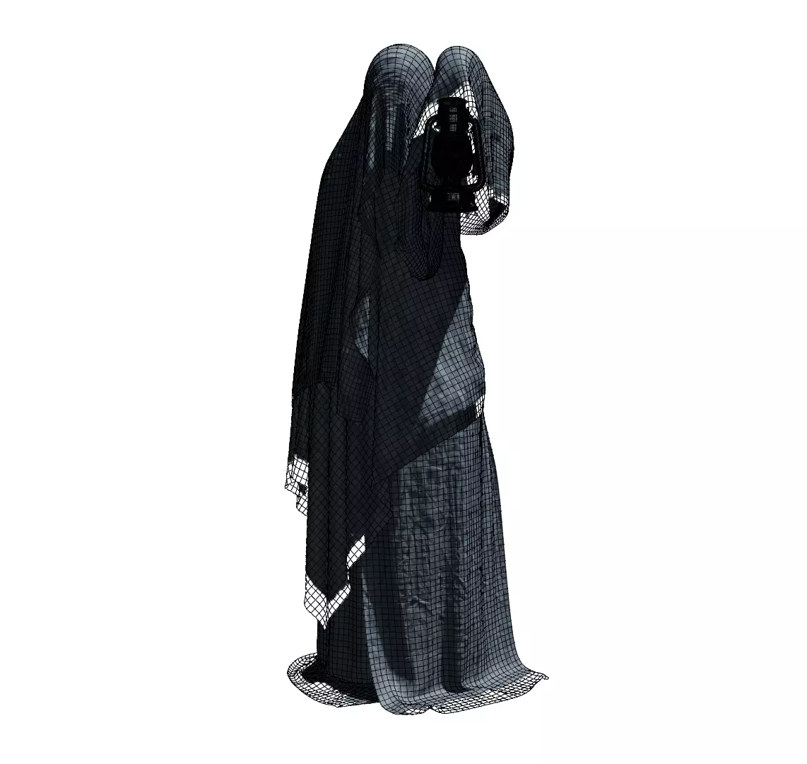 Hooded Ghost with Lantern  3D print model_19