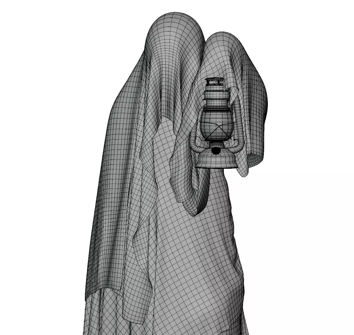 Hooded Ghost with Lantern  3D print model_12
