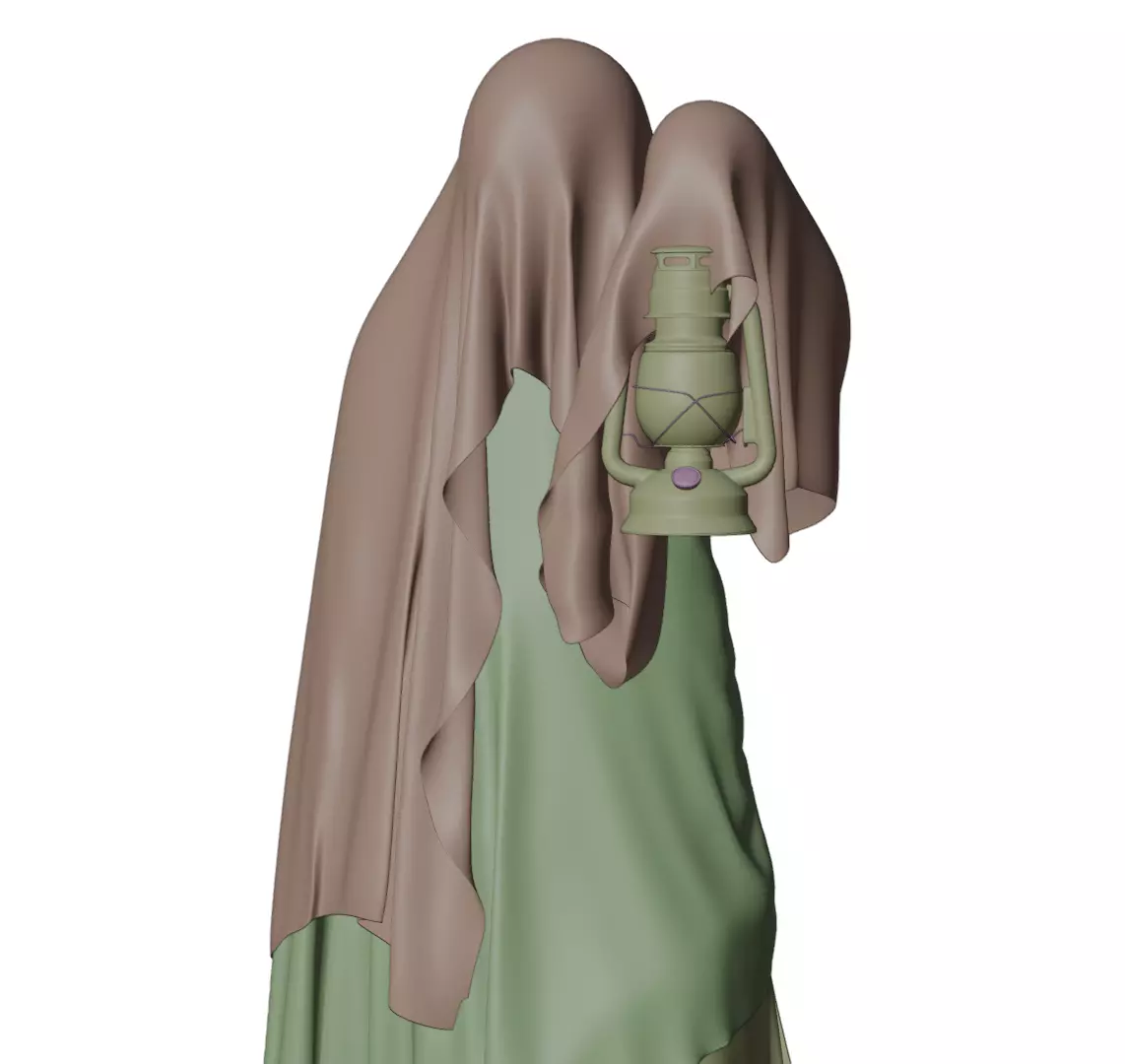 Hooded Ghost with Lantern  3D print model_10