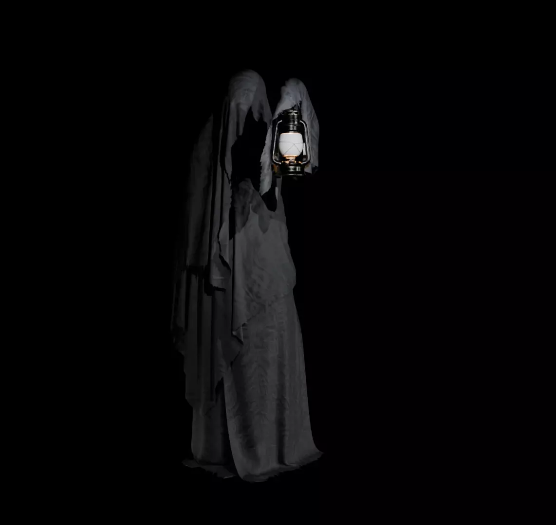 Hooded Ghost with Lantern  3D print model_5