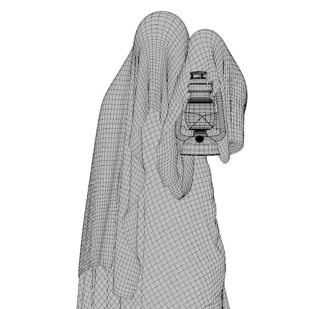 Hooded Ghost with Lantern  3D print model_11