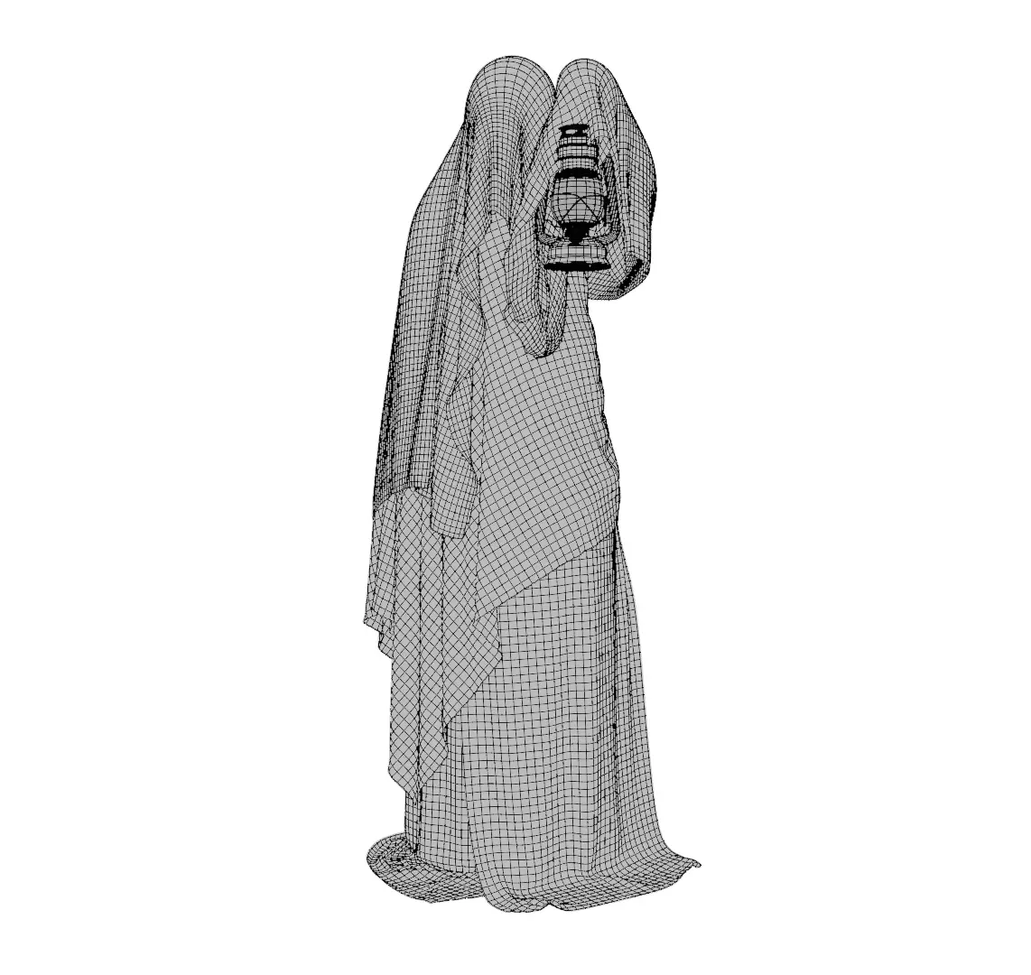 Hooded Ghost with Lantern  3D print model_13