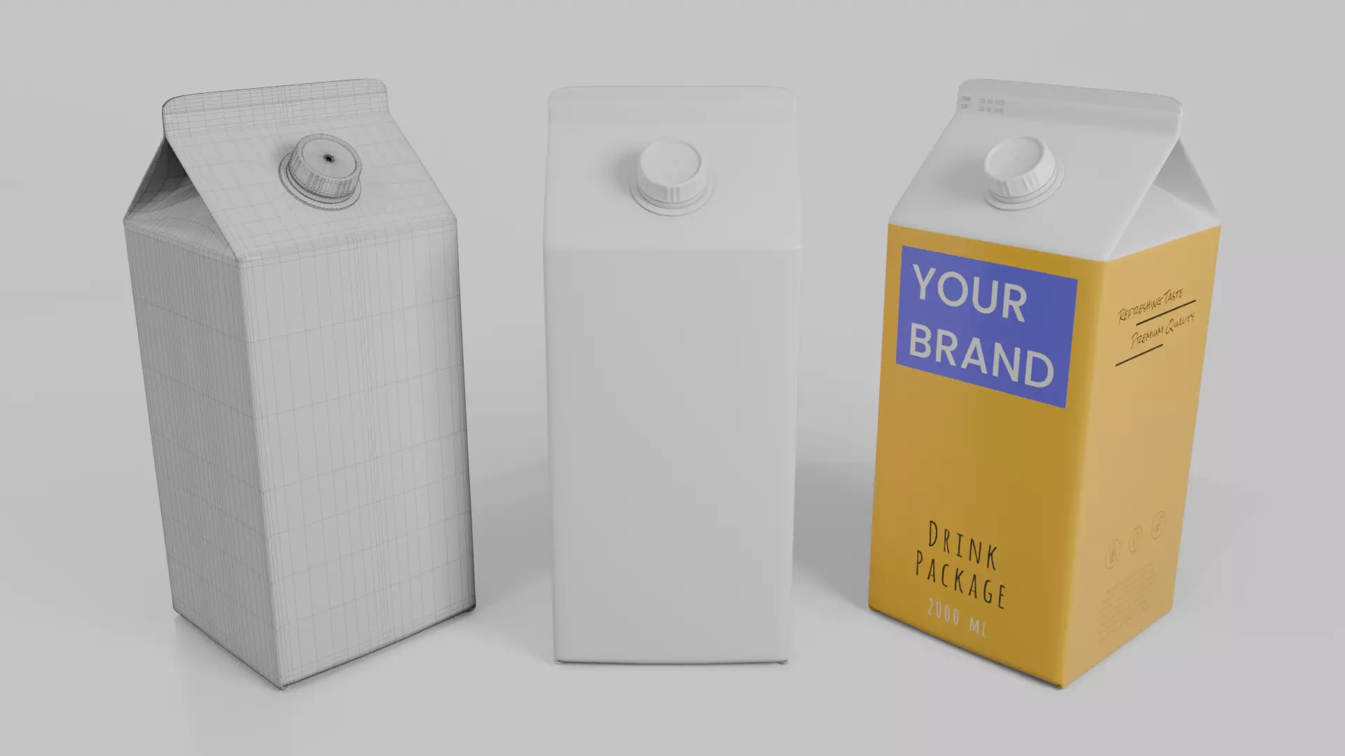 Beverage Carton Large Sizes Mix - Customizable Pack 3D Model Collection_14