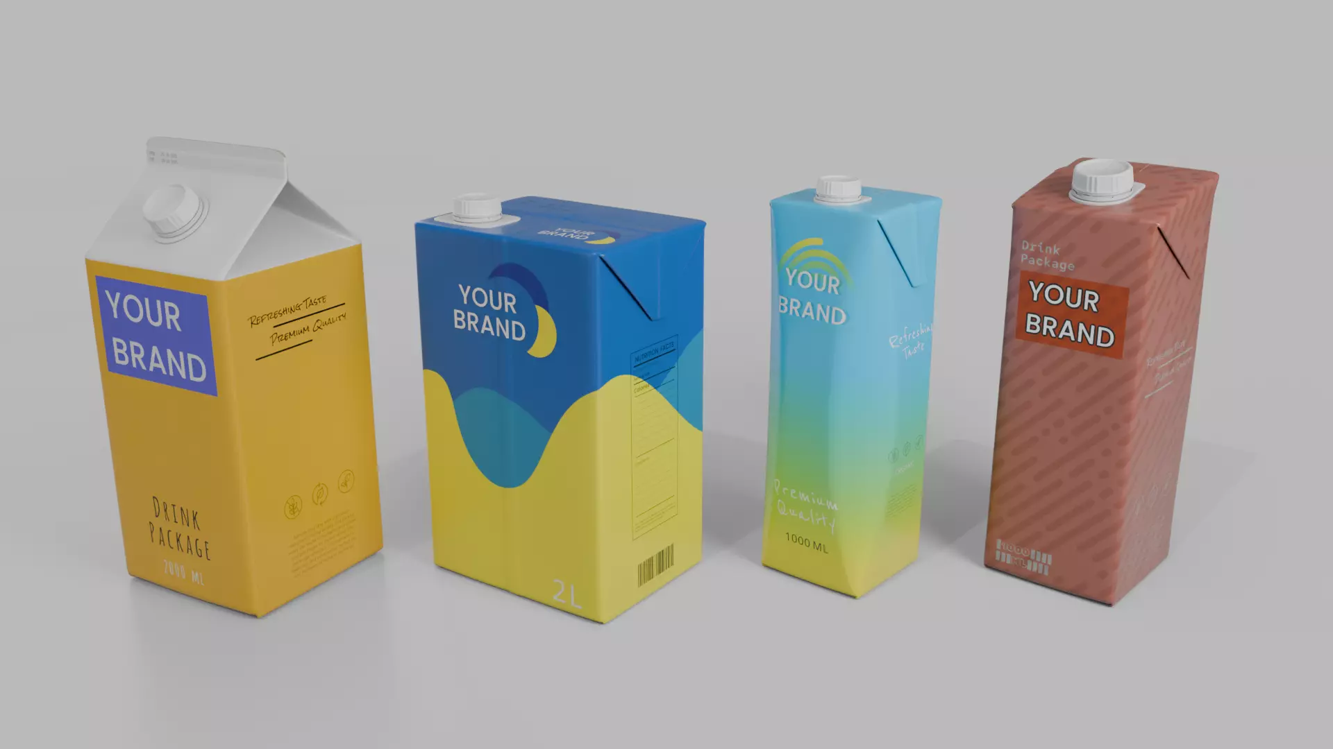 Beverage Carton Large Sizes Mix - Customizable Pack 3D Model Collection_5