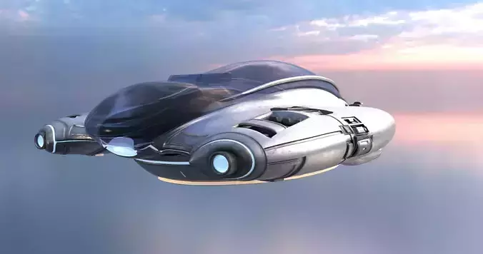 Spaceship flying modern style Mid Poly SciFi Model