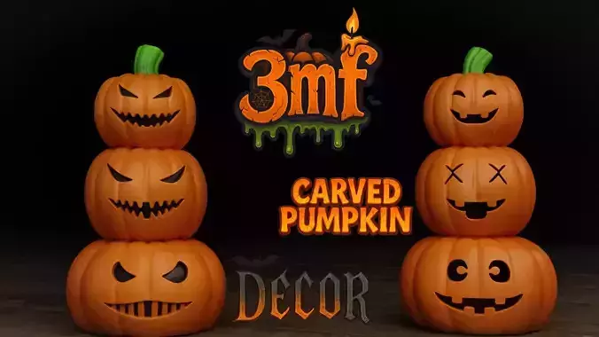 3 Pumpkins Tower - Spooky and Fun Faces 
