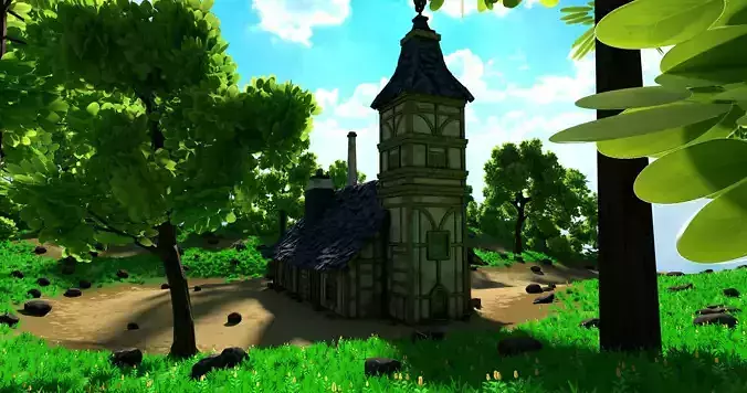 Stylized Medieval House 12 With Environment 3D model 6