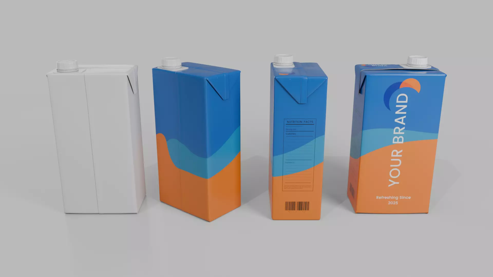Beverage Carton Medium Sizes Mix - Customizable Pack 3D Model Collection_21