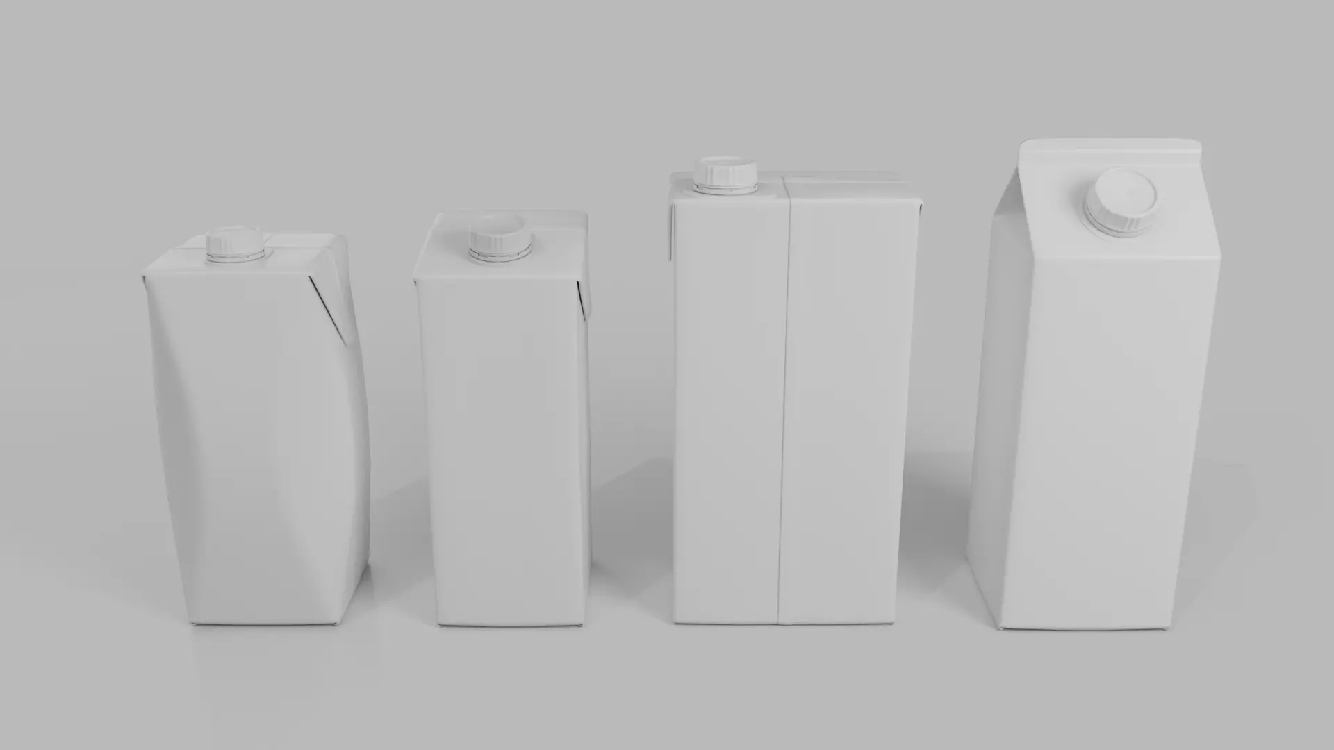 Beverage Carton Medium Sizes Mix - Customizable Pack 3D Model Collection_6