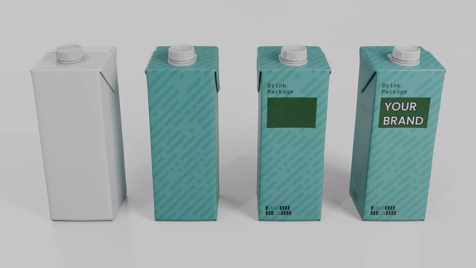 Beverage Carton Medium Sizes Mix - Customizable Pack 3D Model Collection_35