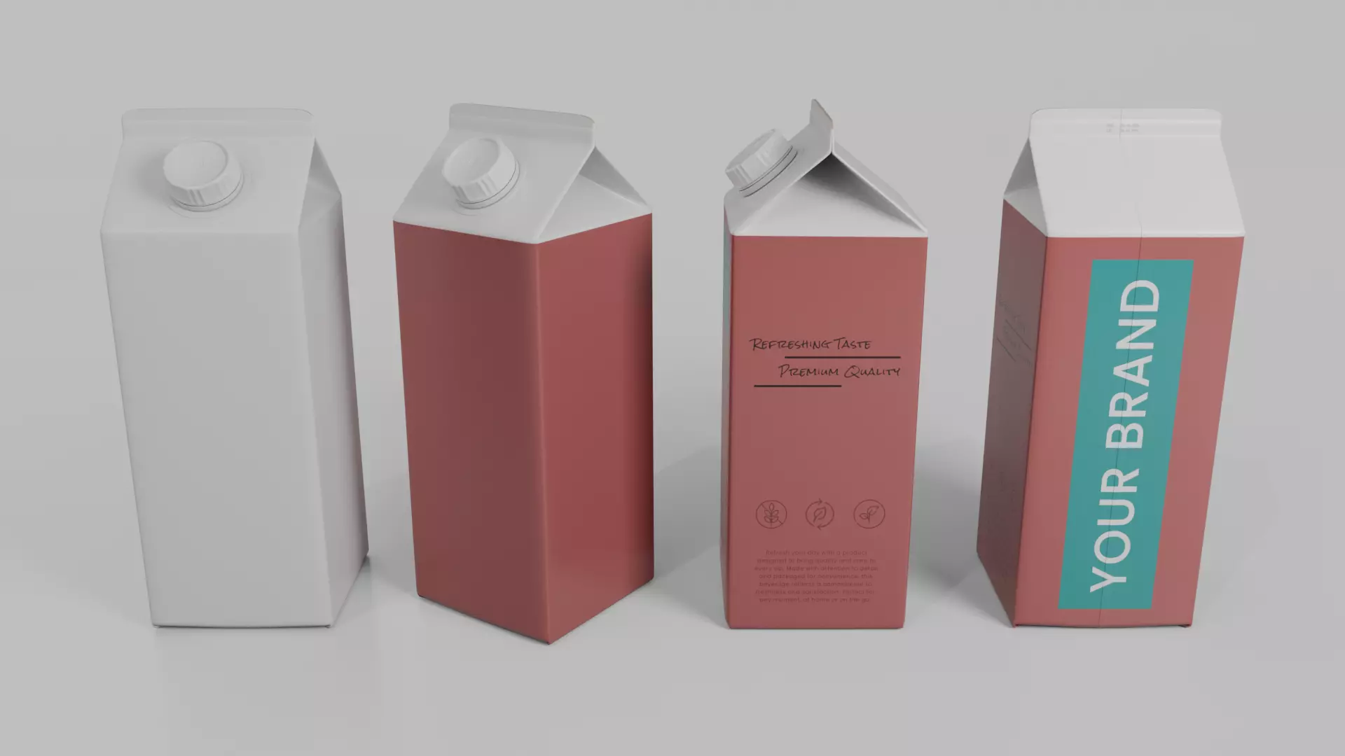 Beverage Carton Medium Sizes Mix - Customizable Pack 3D Model Collection_13