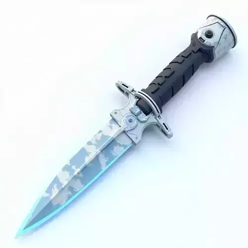 Icy Camouflage Combat Dagger 3D Model Cold Steel Weapon