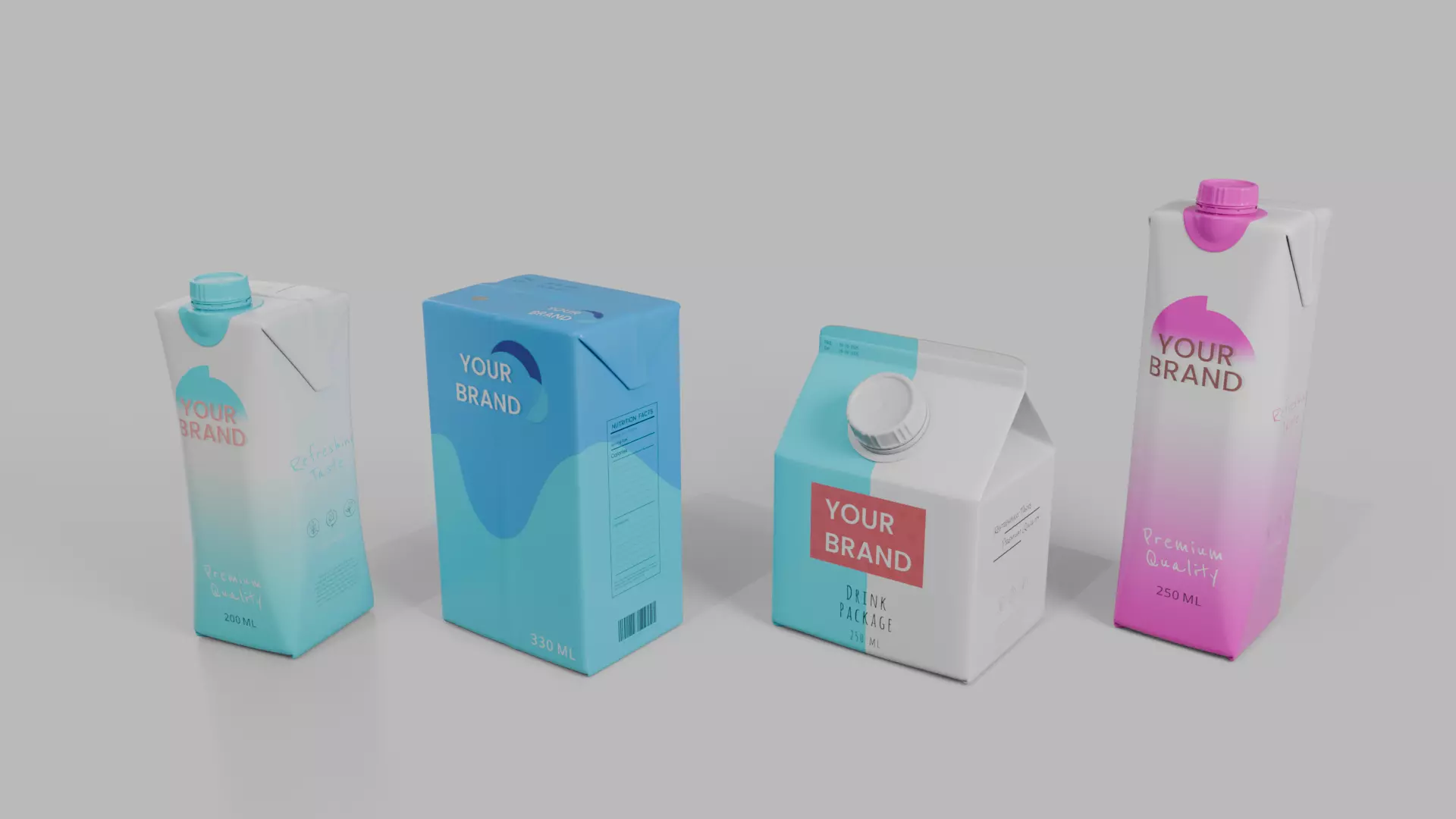Beverage Carton Small Sizes Mix - Customizable Pack 3D Model Collection_5