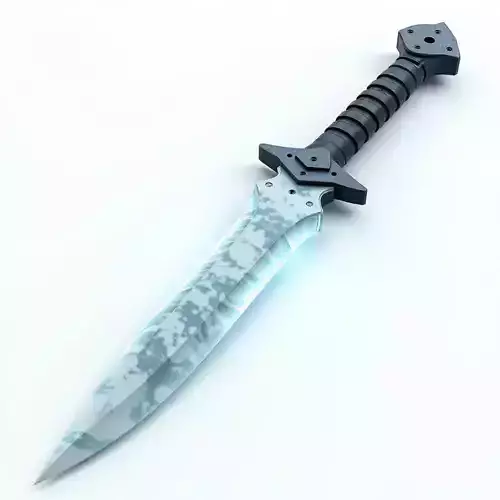 Icy Camouflage Combat Dagger 3D Model Cold Steel Weapon