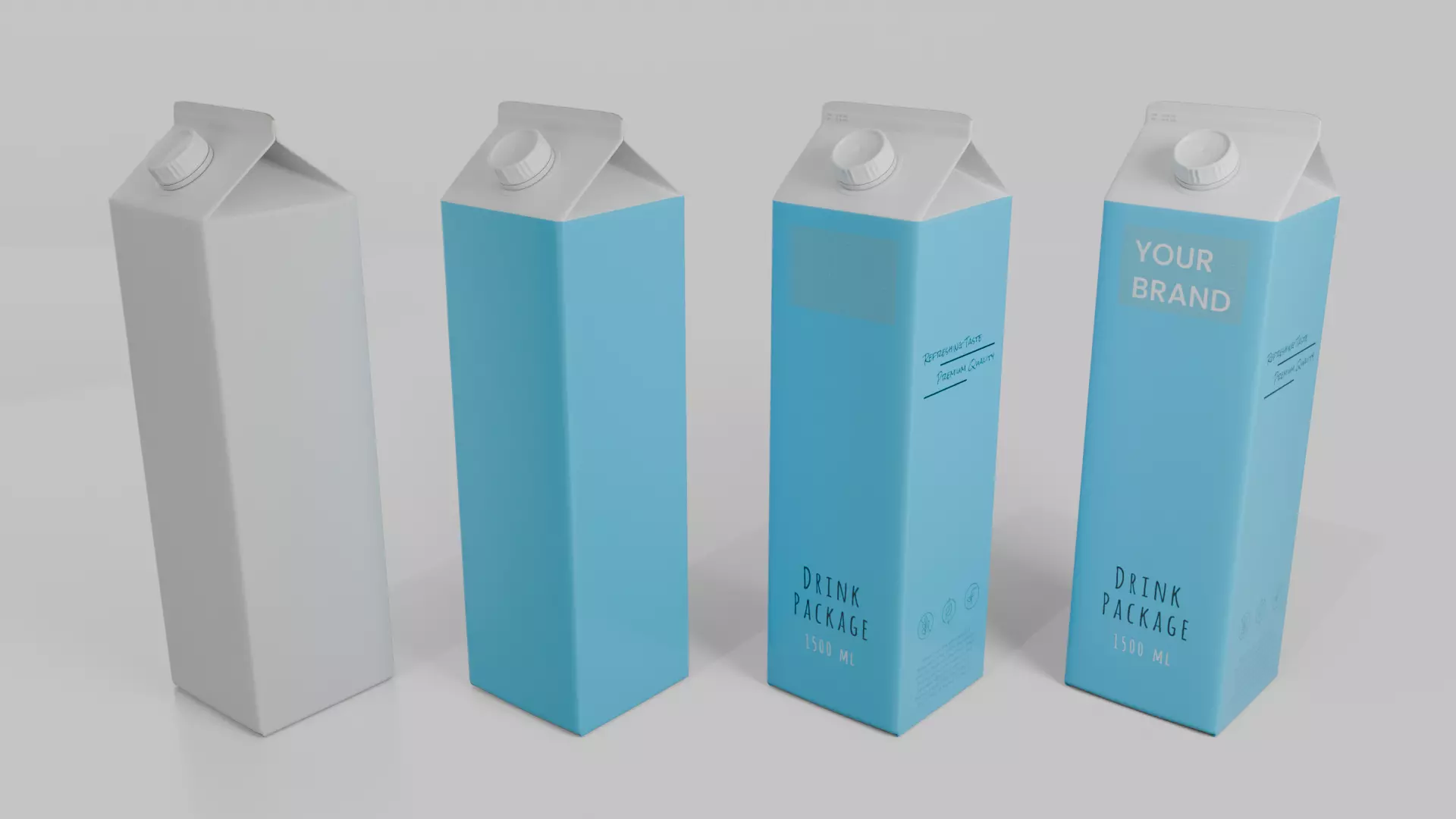 Beverage Carton Family 4-Pack - Customizable Set 3D Model Collection_27