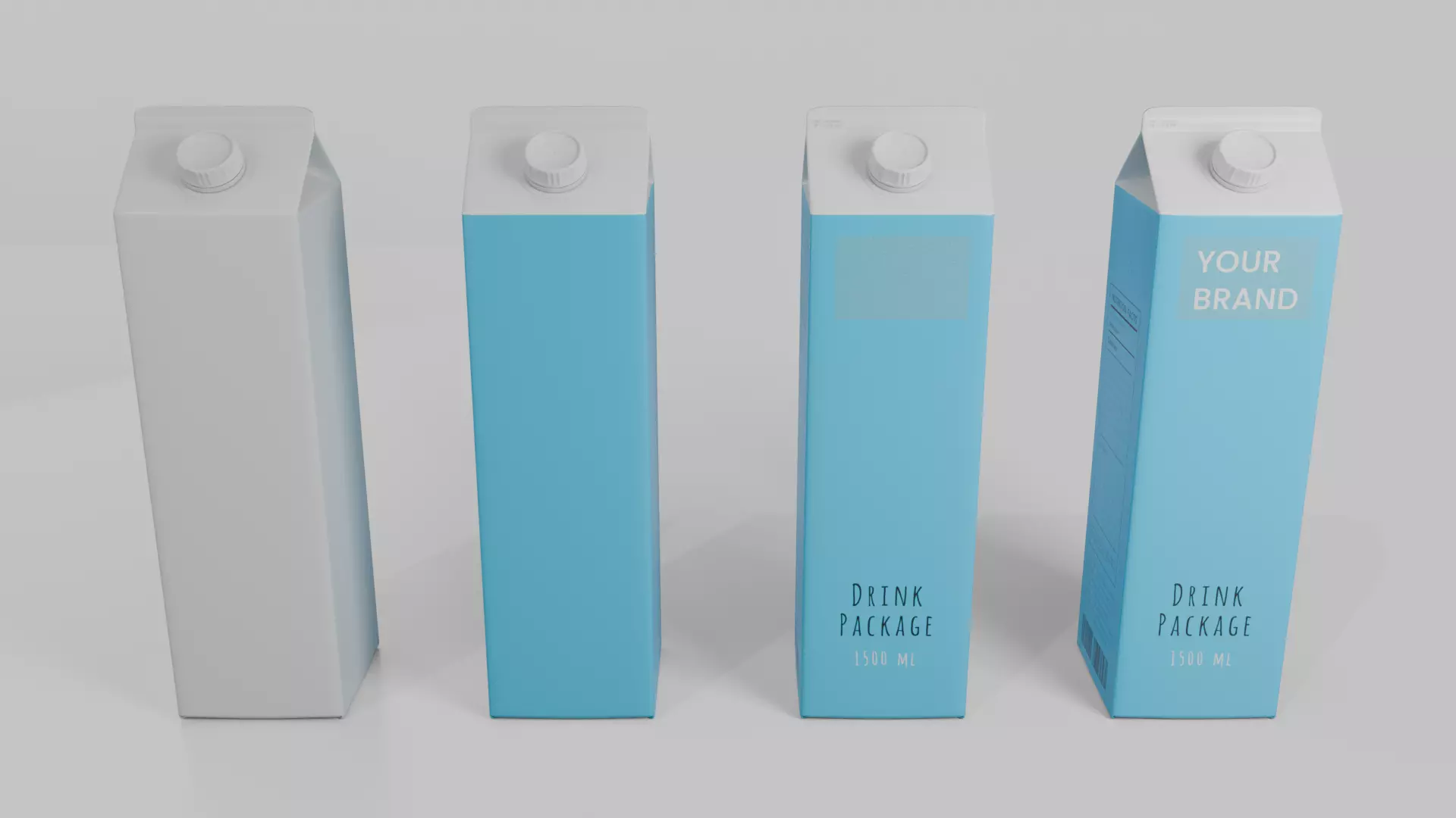 Beverage Carton Family 4-Pack - Customizable Set 3D Model Collection_26