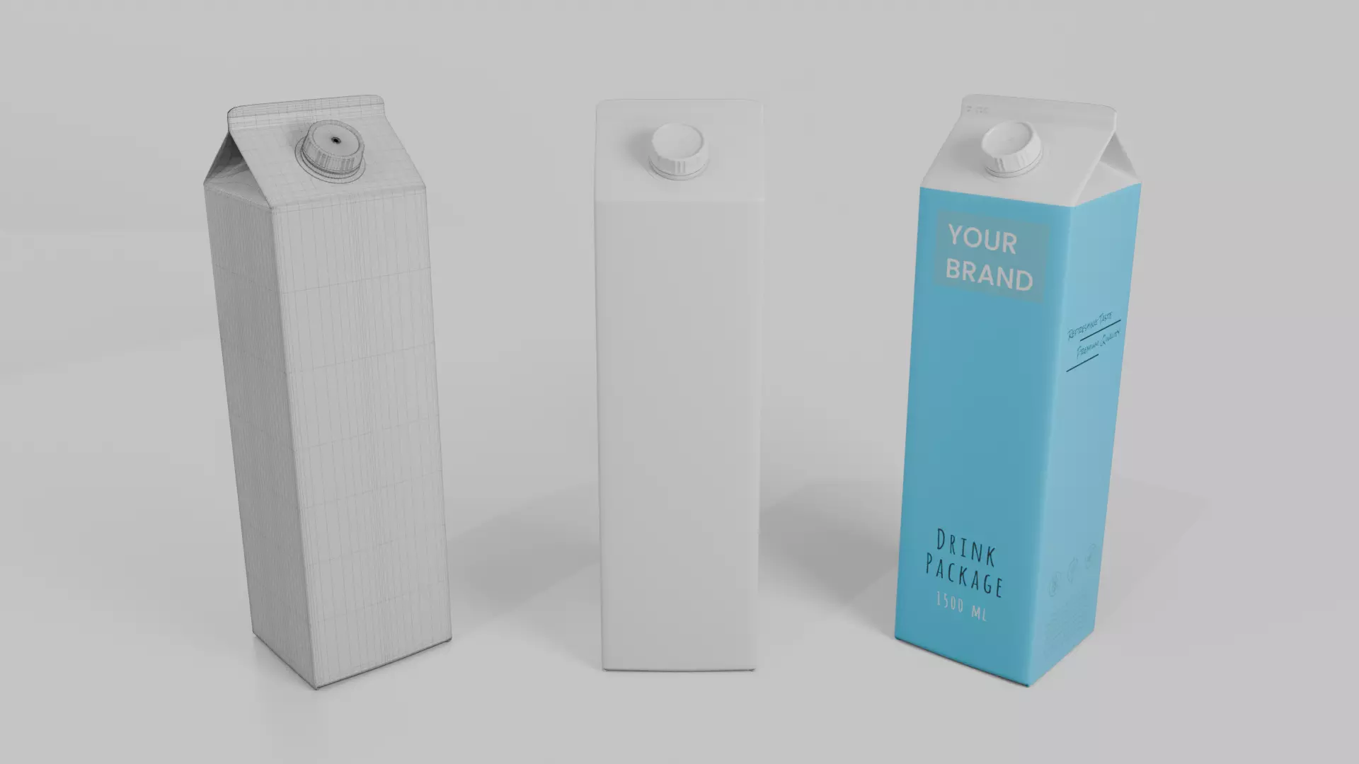 Beverage Carton Family 4-Pack - Customizable Set 3D Model Collection_30