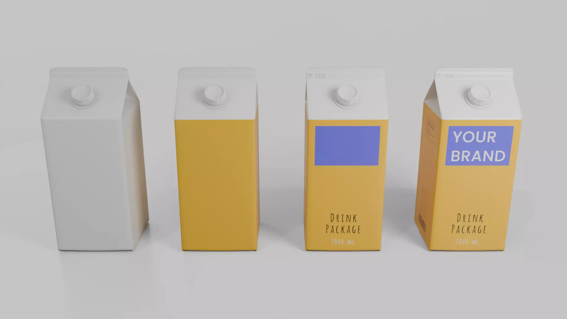 Beverage Carton Family 4-Pack - Customizable Set 3D Model Collection_12