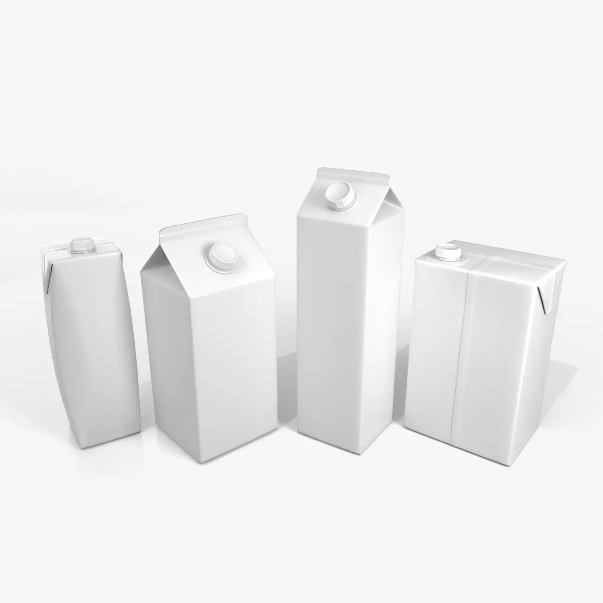 Beverage Carton Family 4-Pack - Customizable Set 3D Model Collection_5