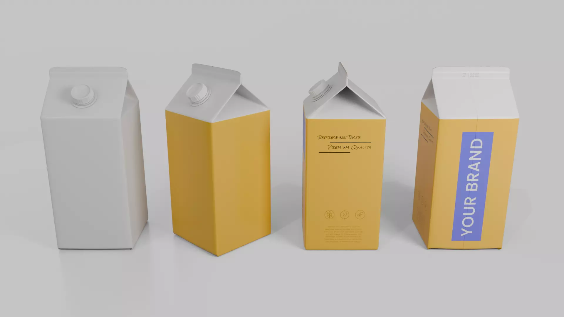 Beverage Carton Family 4-Pack - Customizable Set 3D Model Collection_13