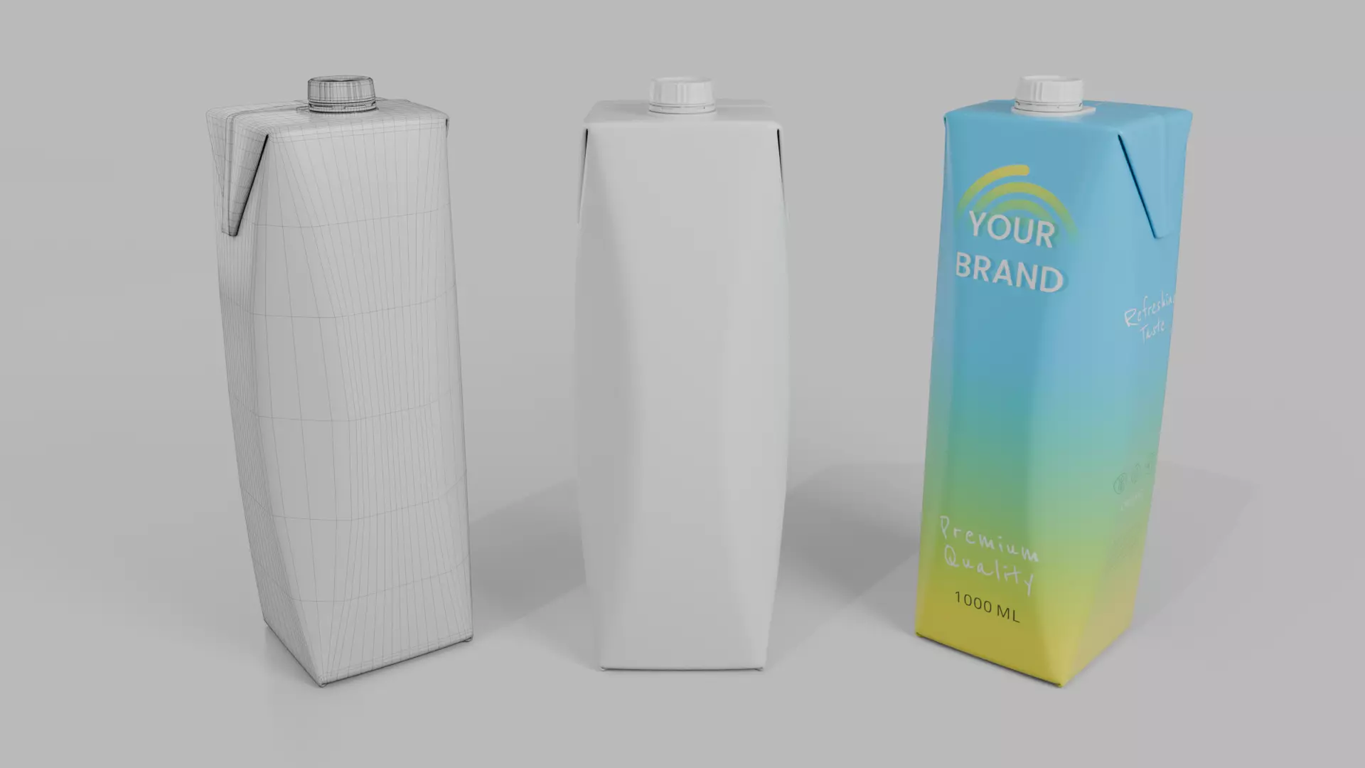 Beverage Carton Family 4-Pack - Customizable Set 3D Model Collection_38