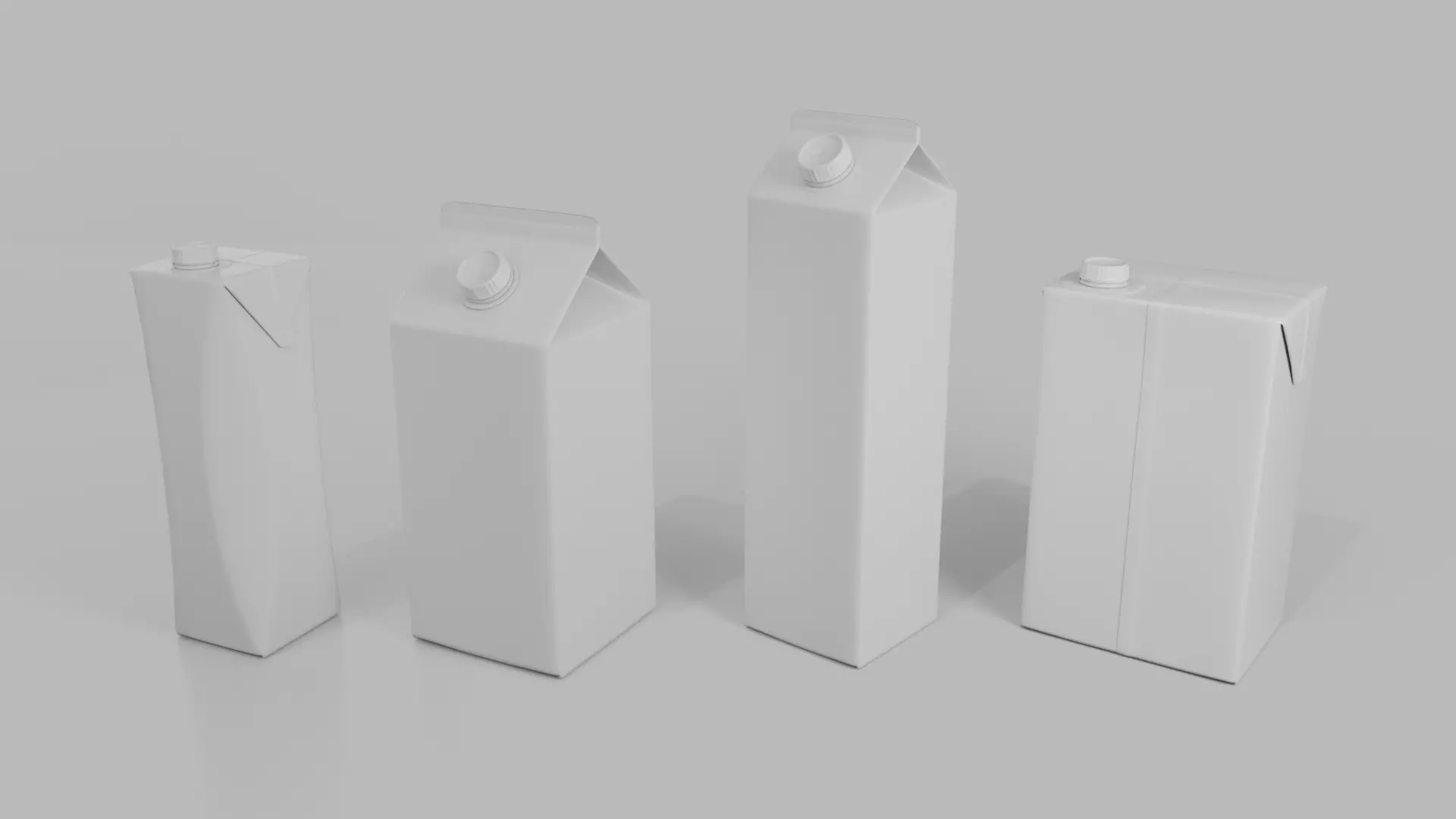 Beverage Carton Family 4-Pack - Customizable Set 3D Model Collection_6