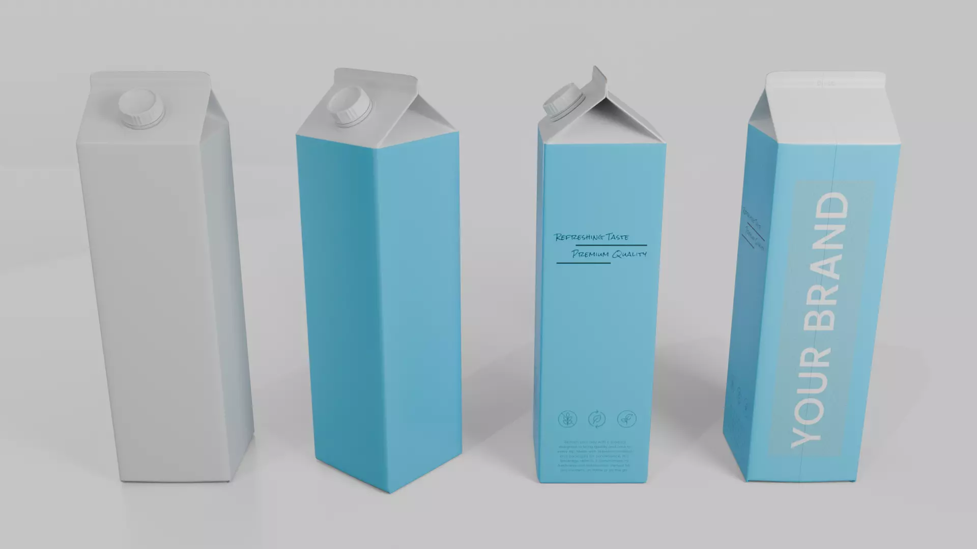 Beverage Carton Family 4-Pack - Customizable Set 3D Model Collection_28