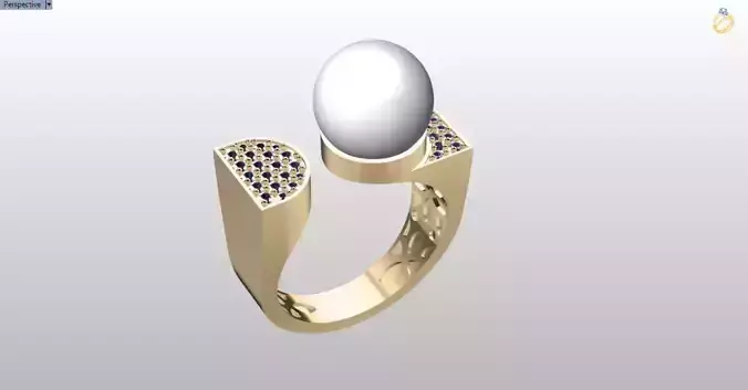 modern geometric pearl ring