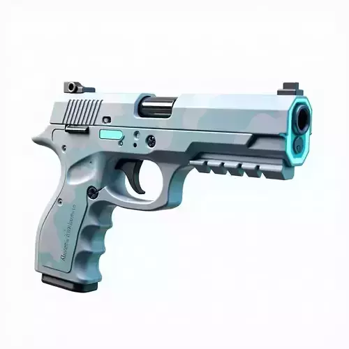 Arctic Camo Tactical Pistol 3D Model Cold Weather Sidearm